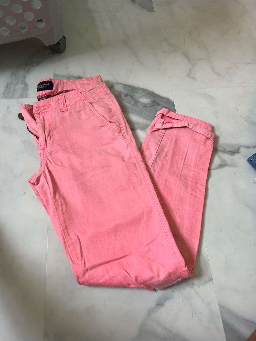Pink Crop Pants skinny- Bright Pink
